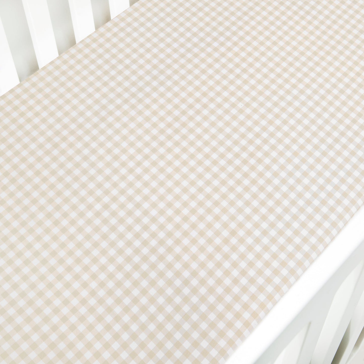 Picnic Gingham Crib Sheet - Beige