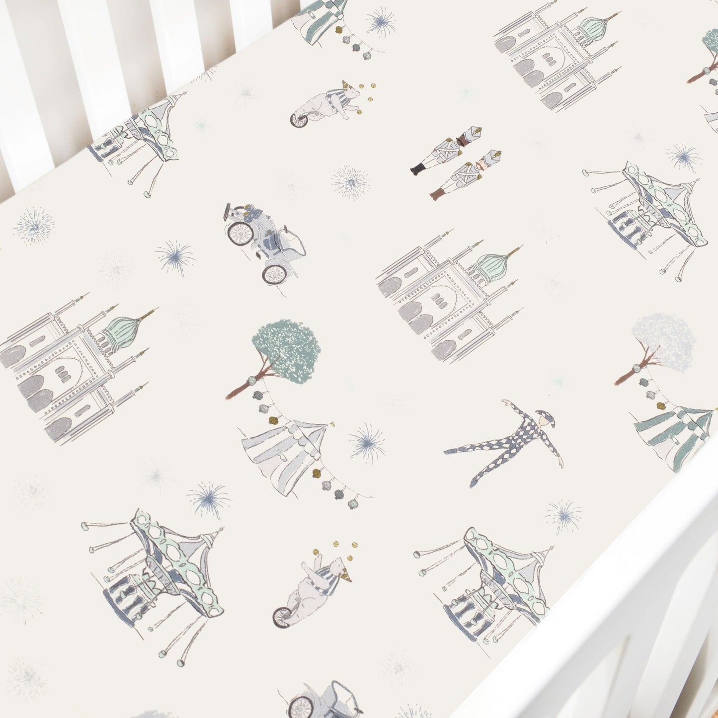 Adventures in Wonderland Crib Sheet - Aqua