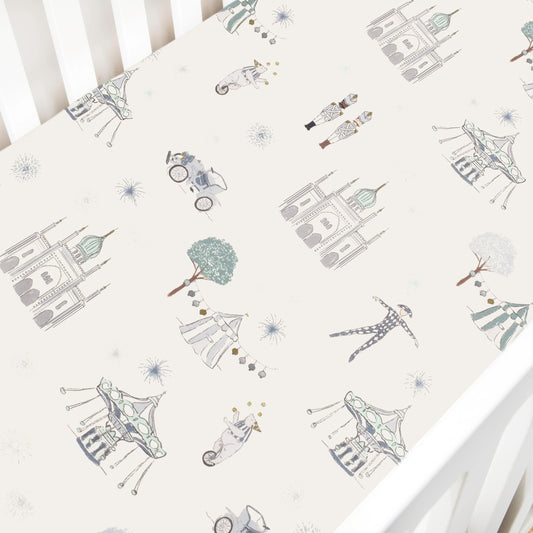 Adventures in Wonderland Crib Sheet - Aqua
