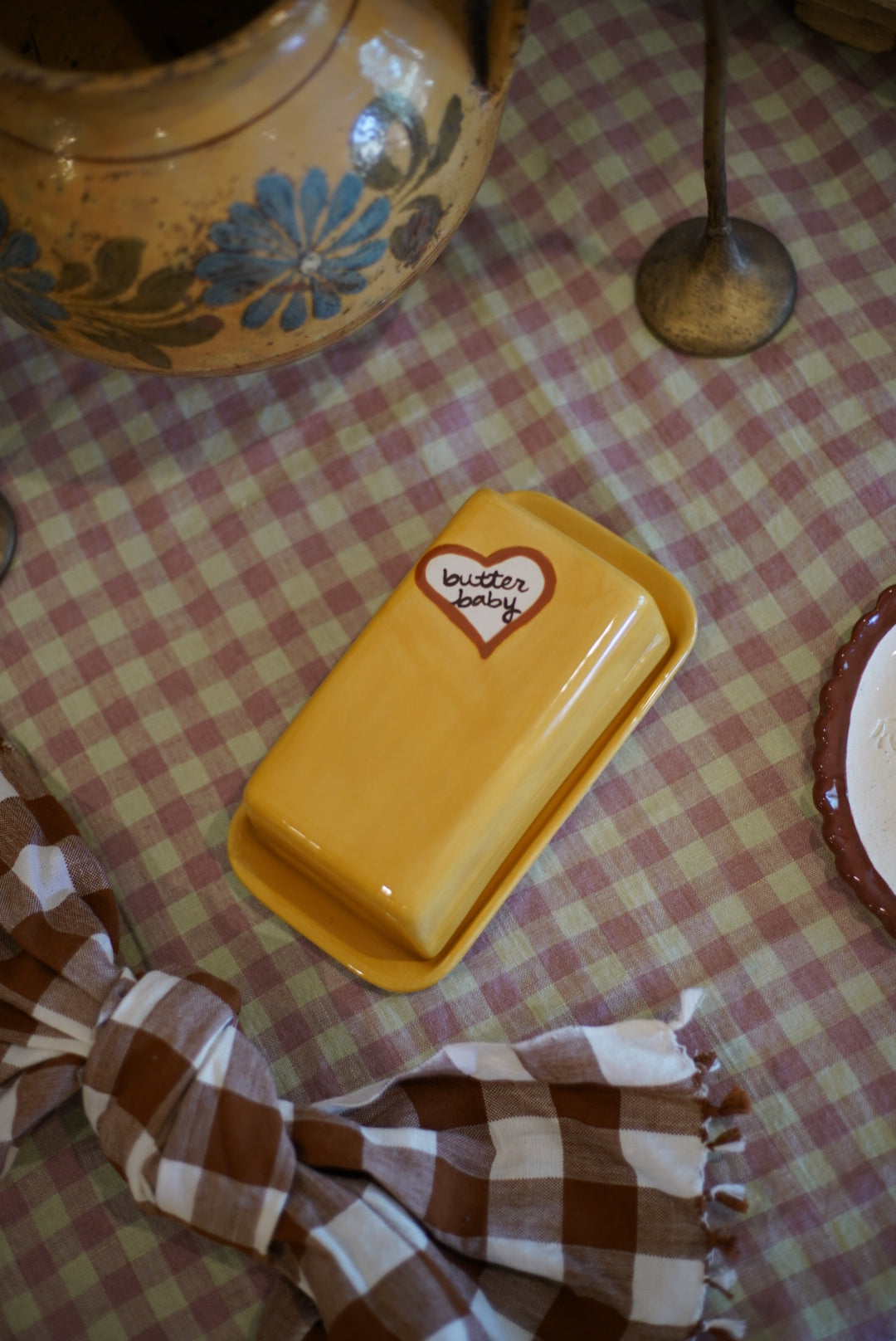 Hand-painted “butter baby” European Butter Dish