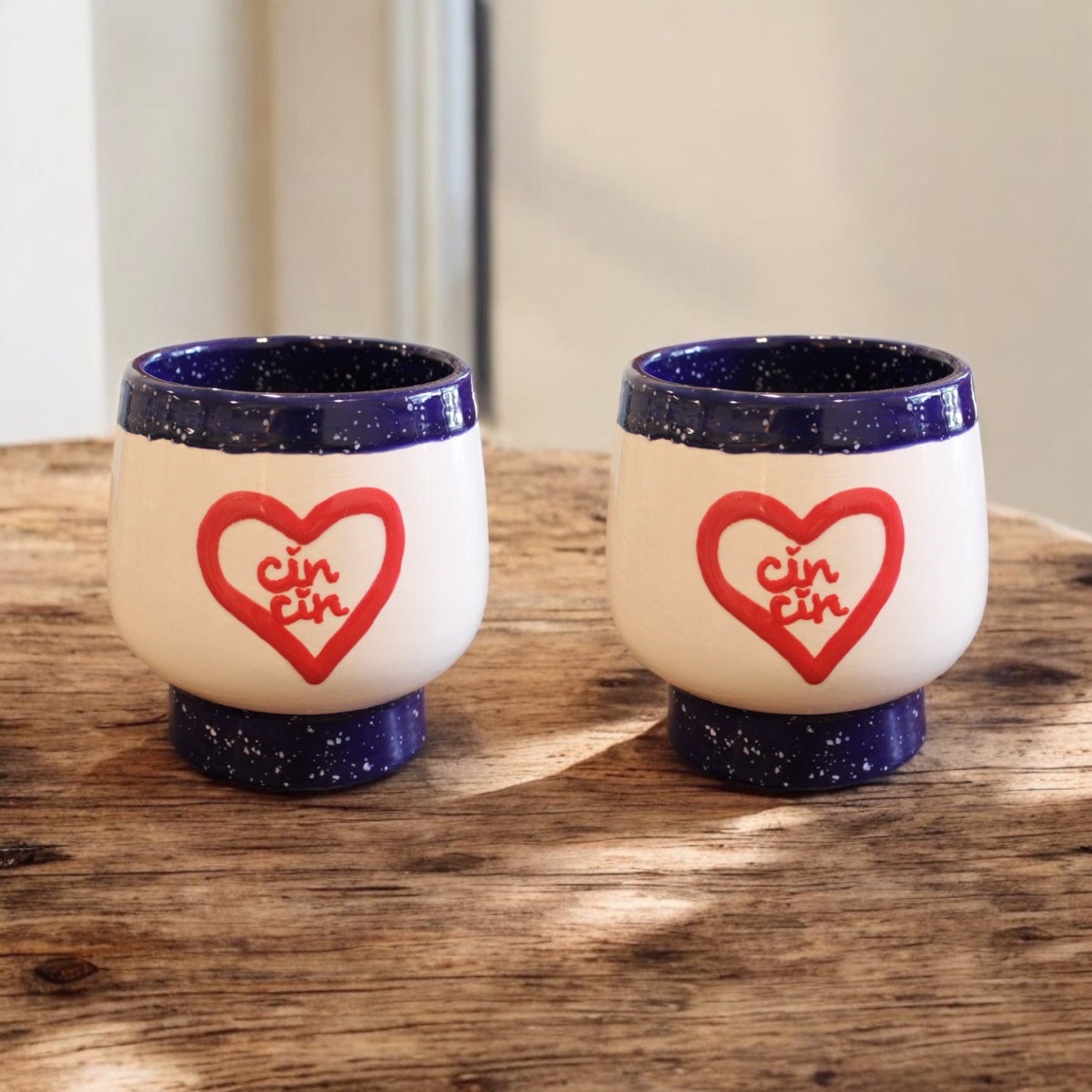 Hand-painted “cin cin" Cups/Collection of Two