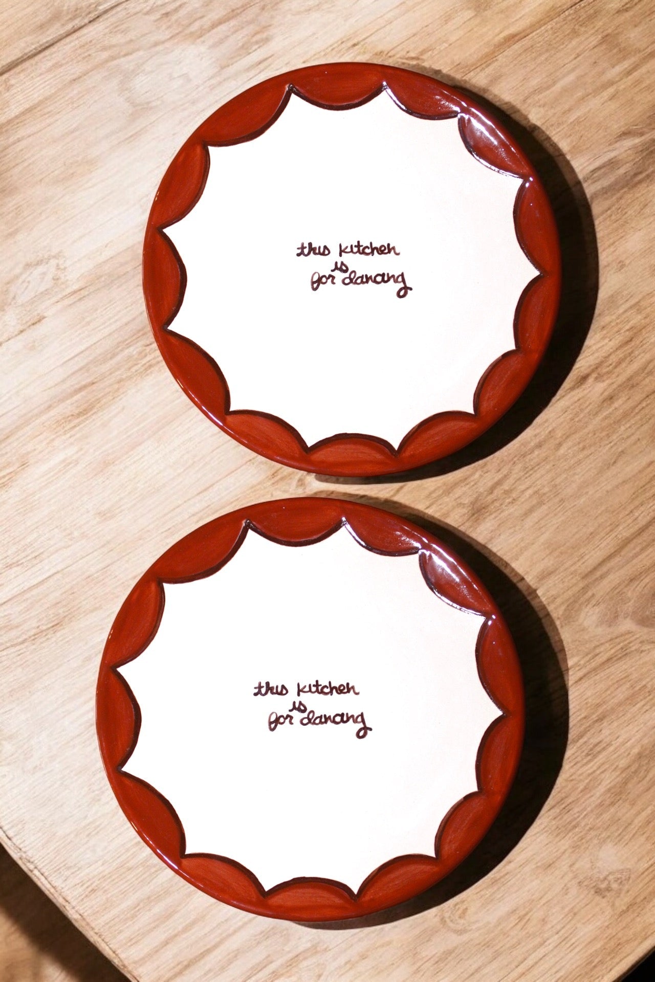 "this kitchen is for dancing" Hand-painted Plates/Set of Two