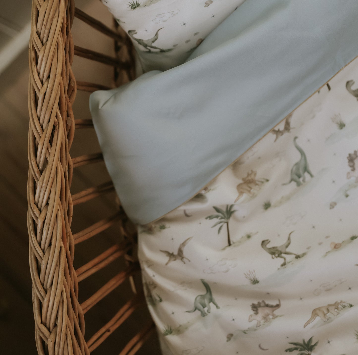 Dino Dreams Baby Duvet - Sage