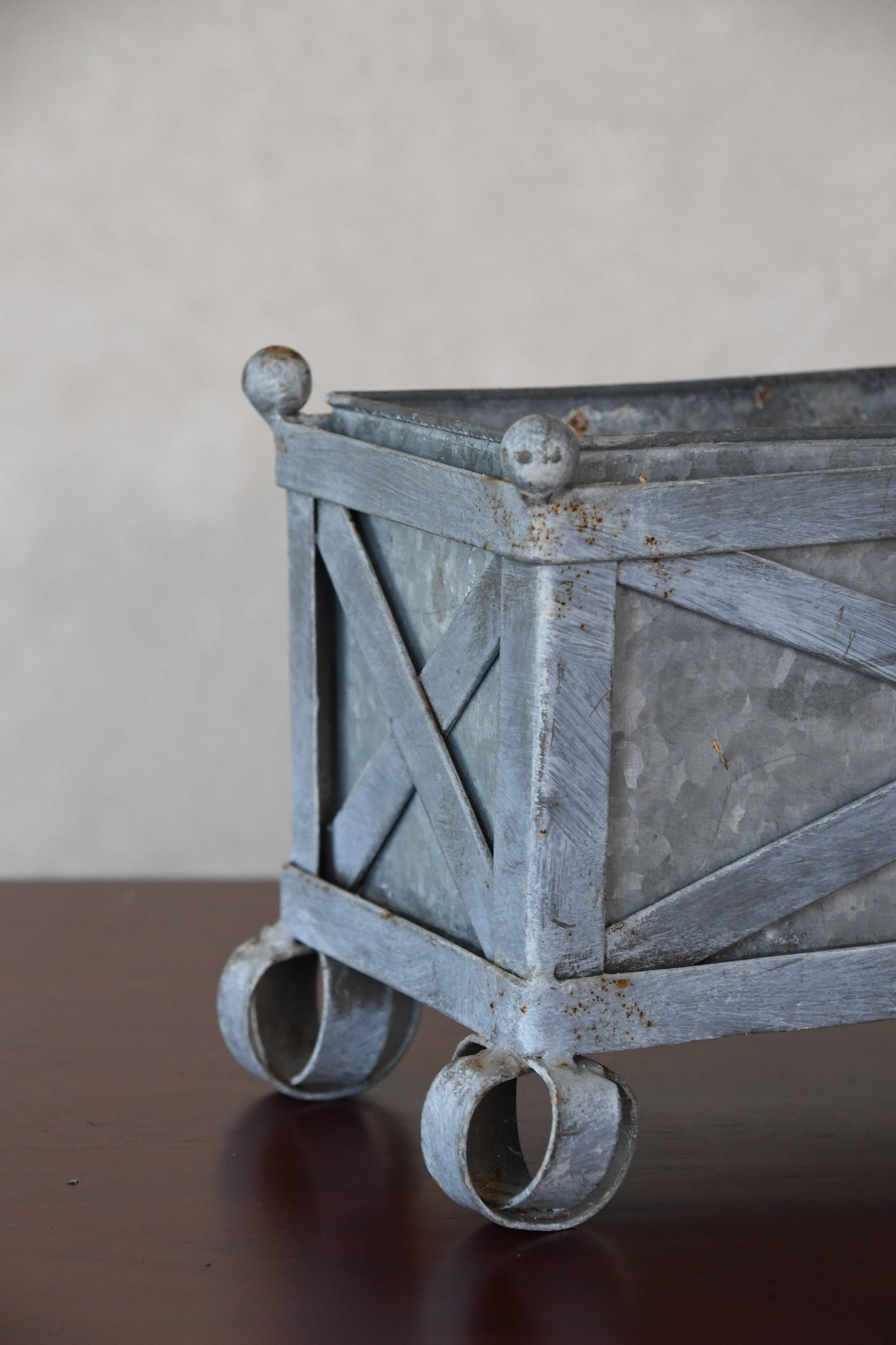 Vintage English Galvanized Steel Planter