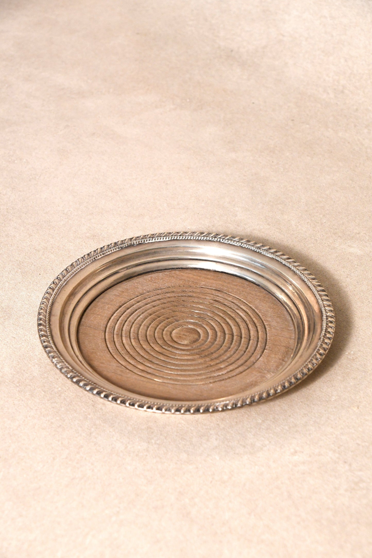Sterling Silver and Wood Wine Bottle Coaster