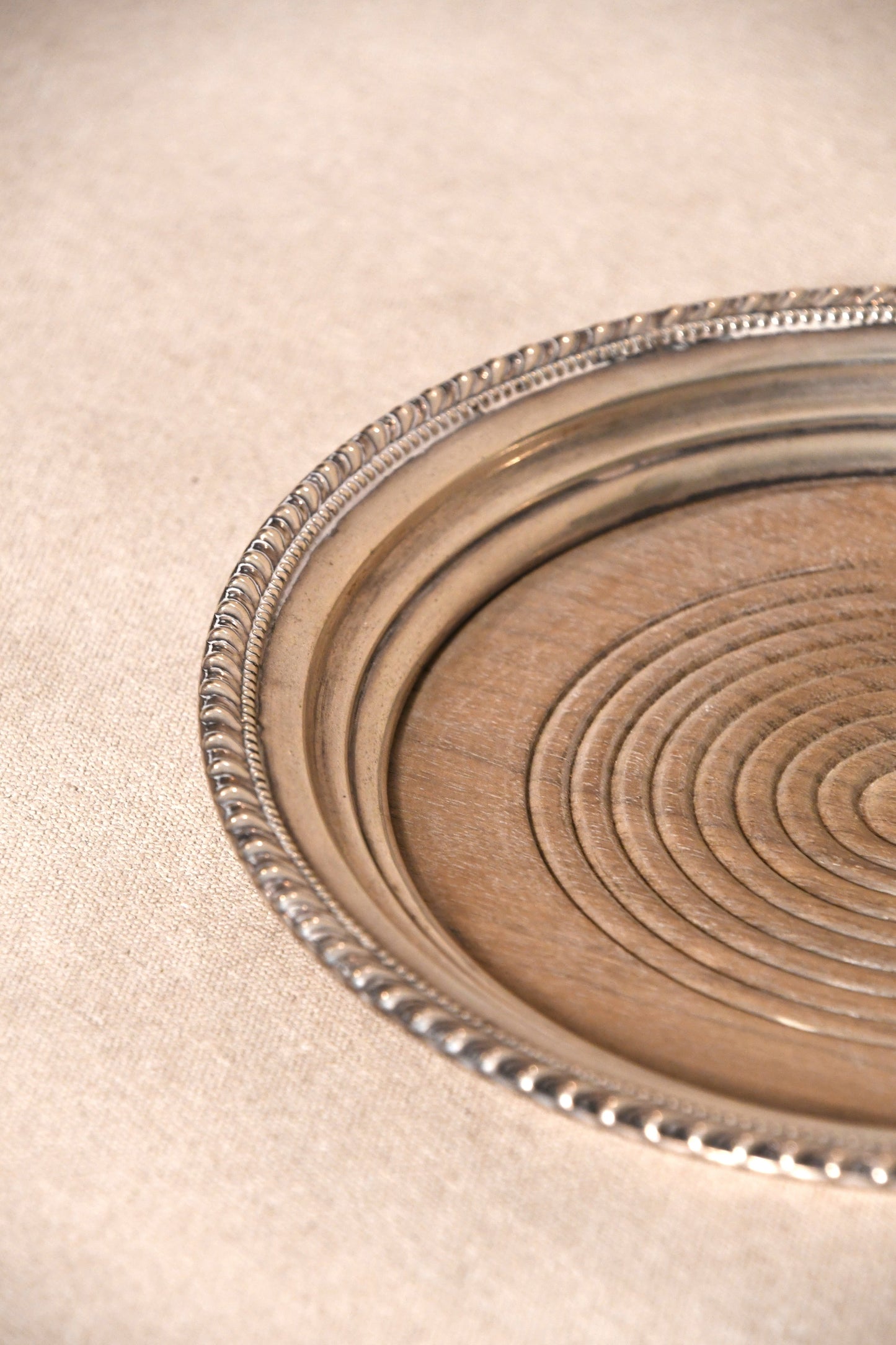 Sterling Silver and Wood Wine Bottle Coaster