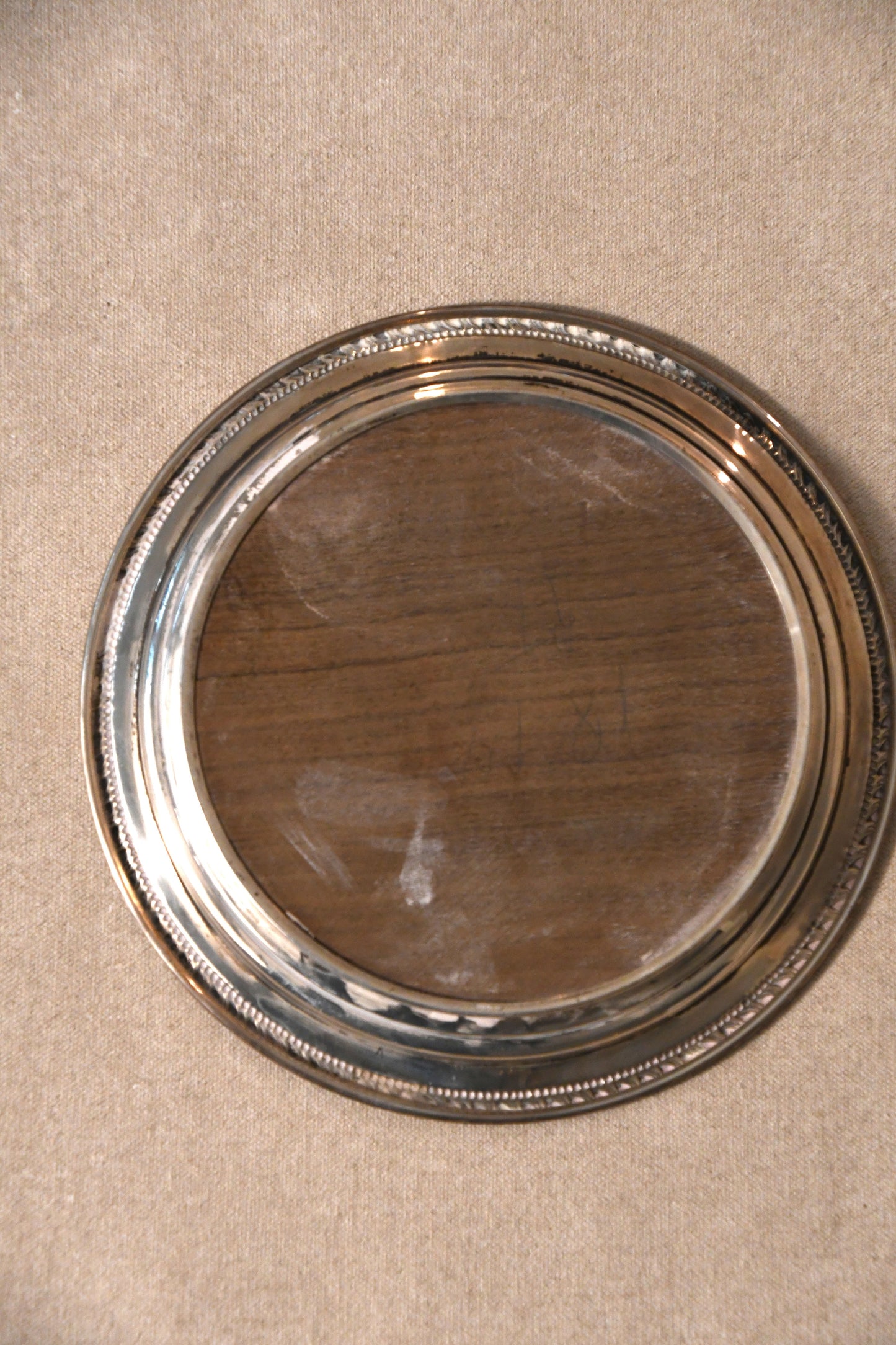 Sterling Silver and Wood Wine Bottle Coaster