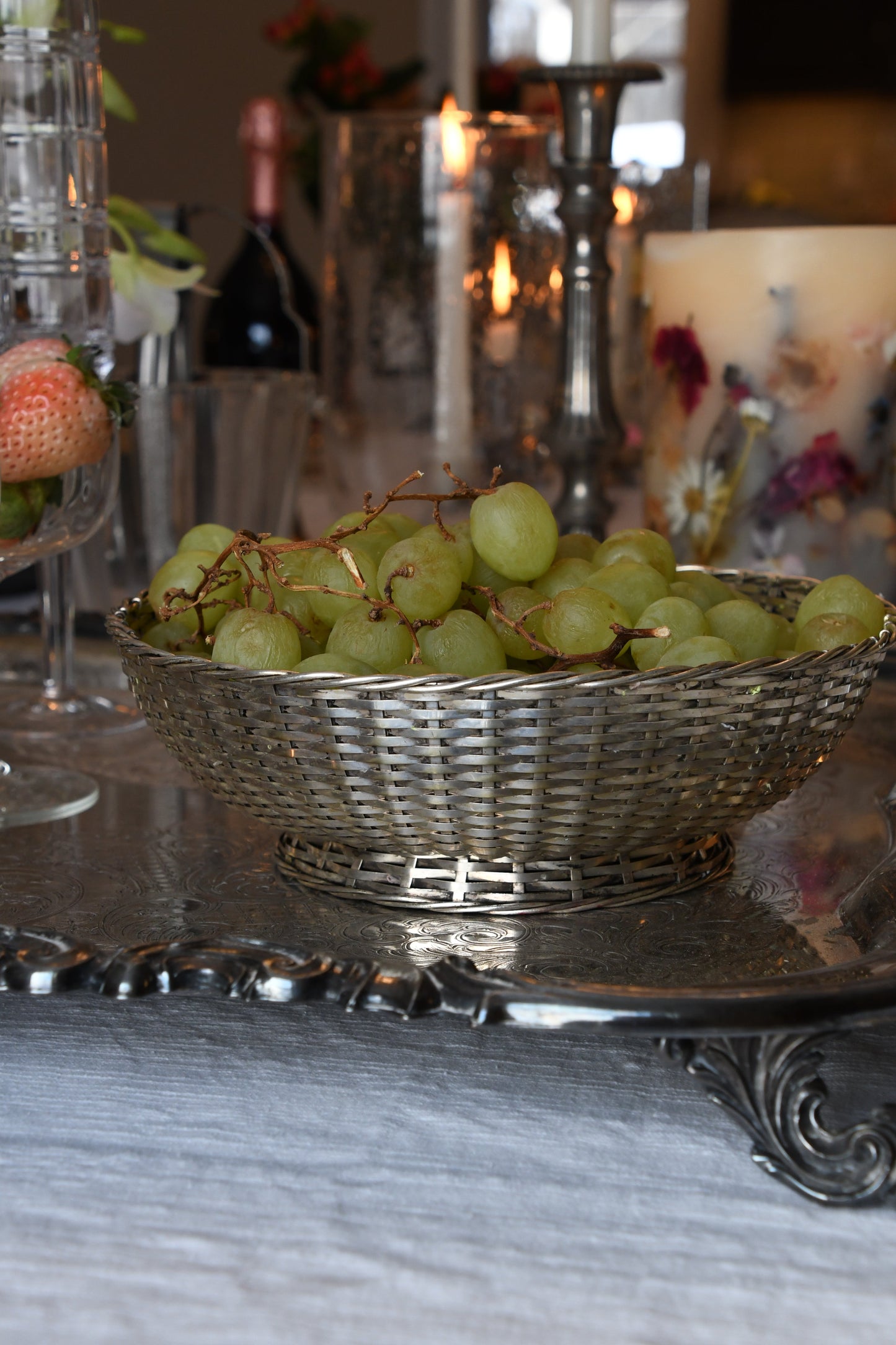 Vintage Silverplate Christofle Basketweave Bowl