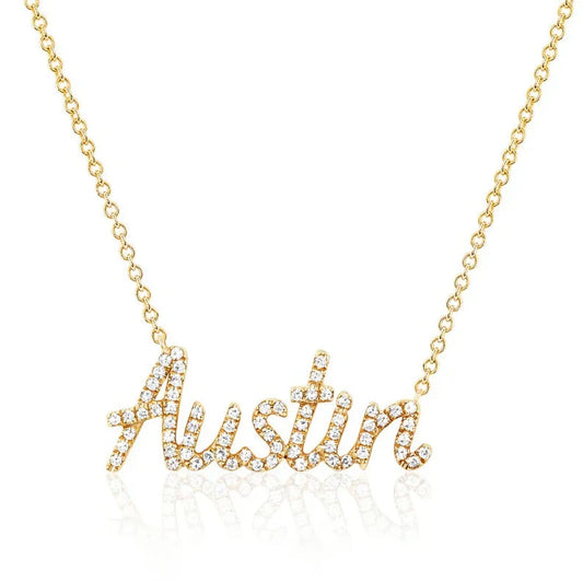 Diamond Script Name Necklace