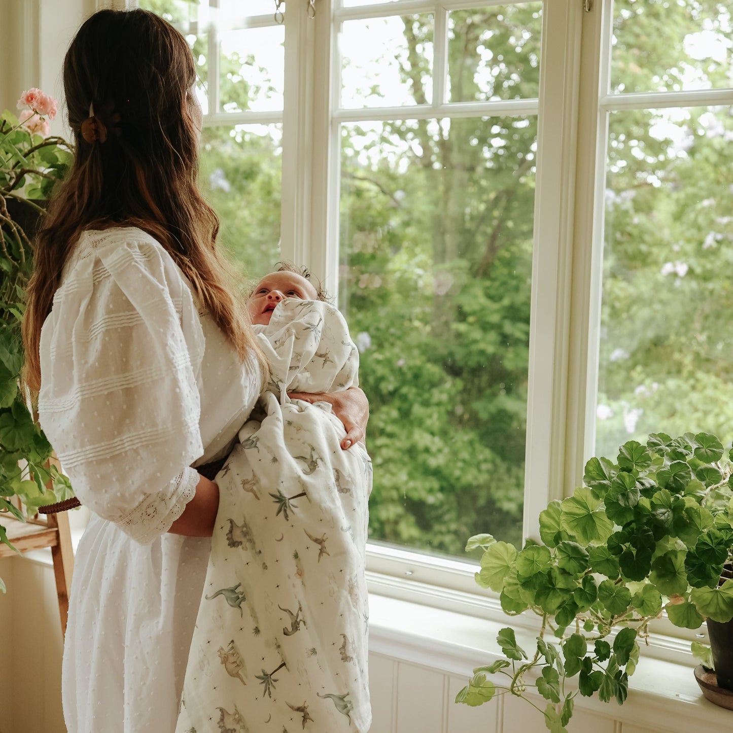 Dino Dreams Swaddle - Sage
