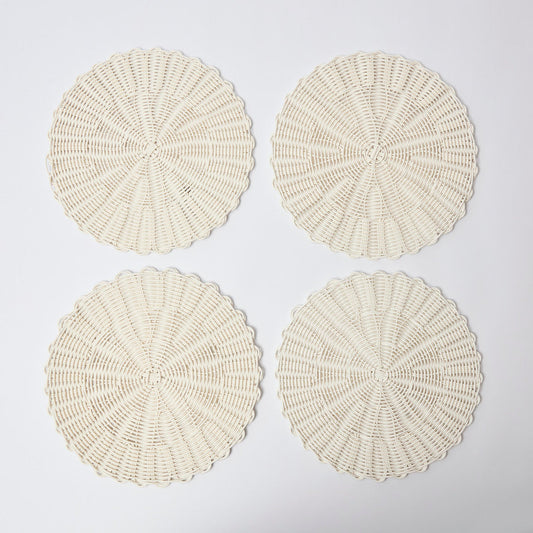 White Faux rattan round placemats (Set of 4)