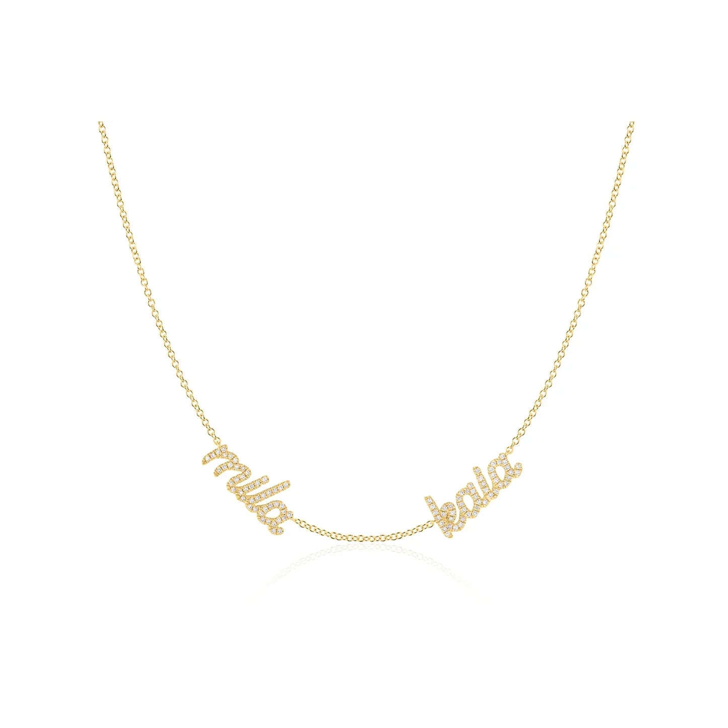 Double Diamond Script Name Necklace