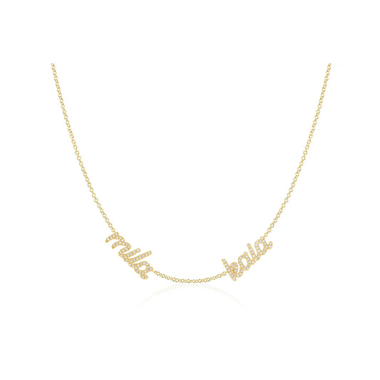 Double Diamond Script Name Necklace