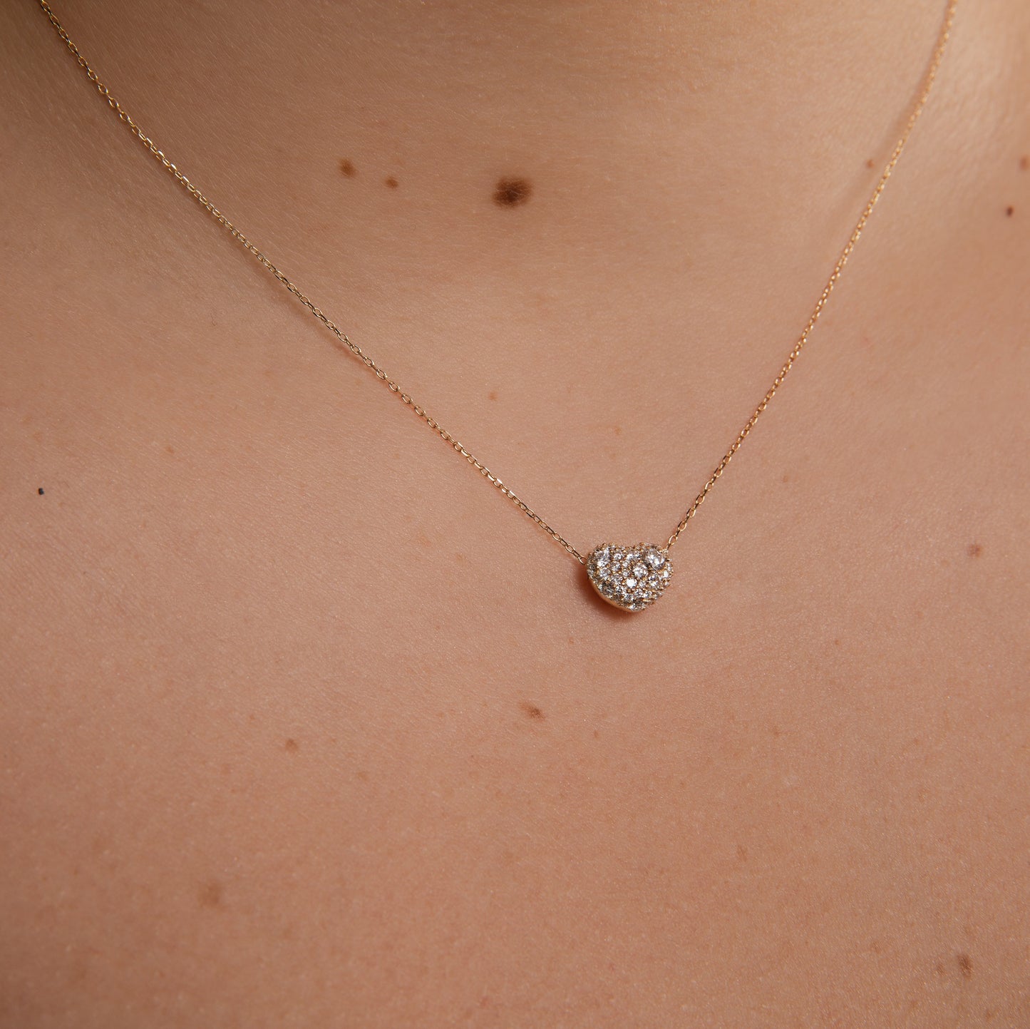 Pave Heart Pebble Pendant