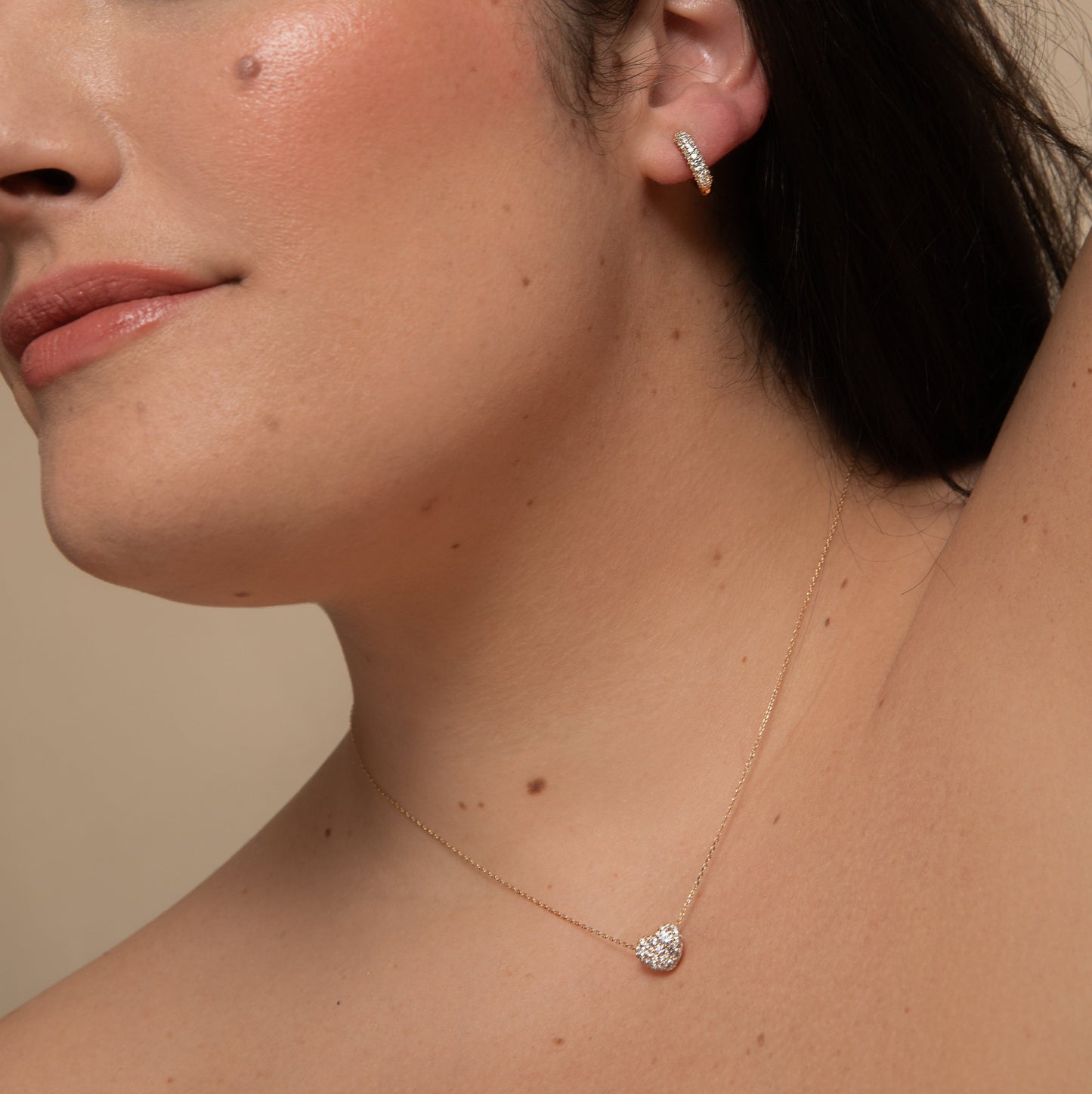 Pave Heart Pebble Pendant