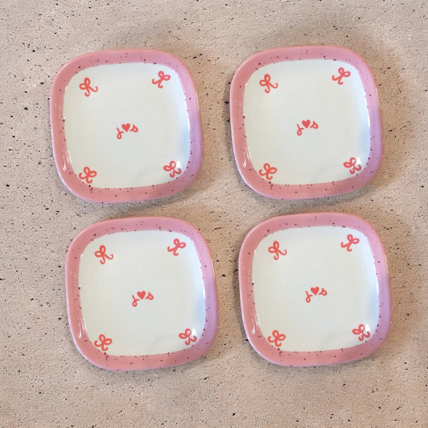 Hand-painted Custom Bow Initial Tiny Plates/Set of Four
