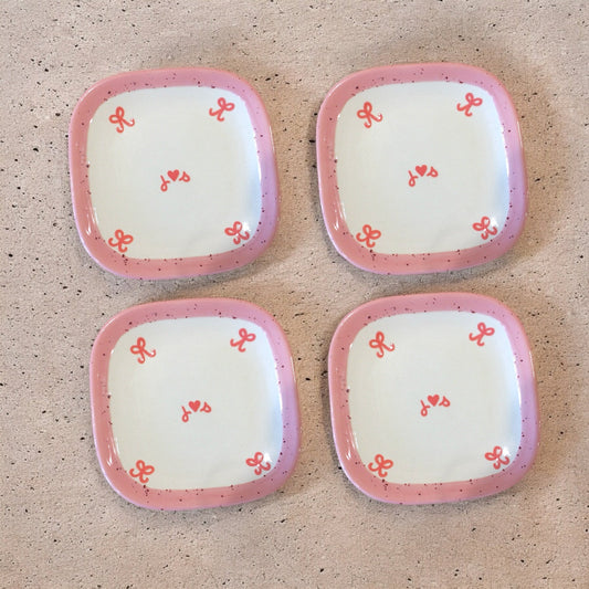 Hand-painted Custom Bow Initial Tiny Plates/Set of Four