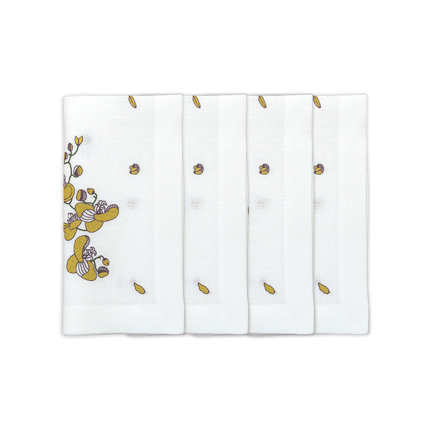 Hand Embroidered Vintage Floral Napkins 18" x 18" (Set of 4)