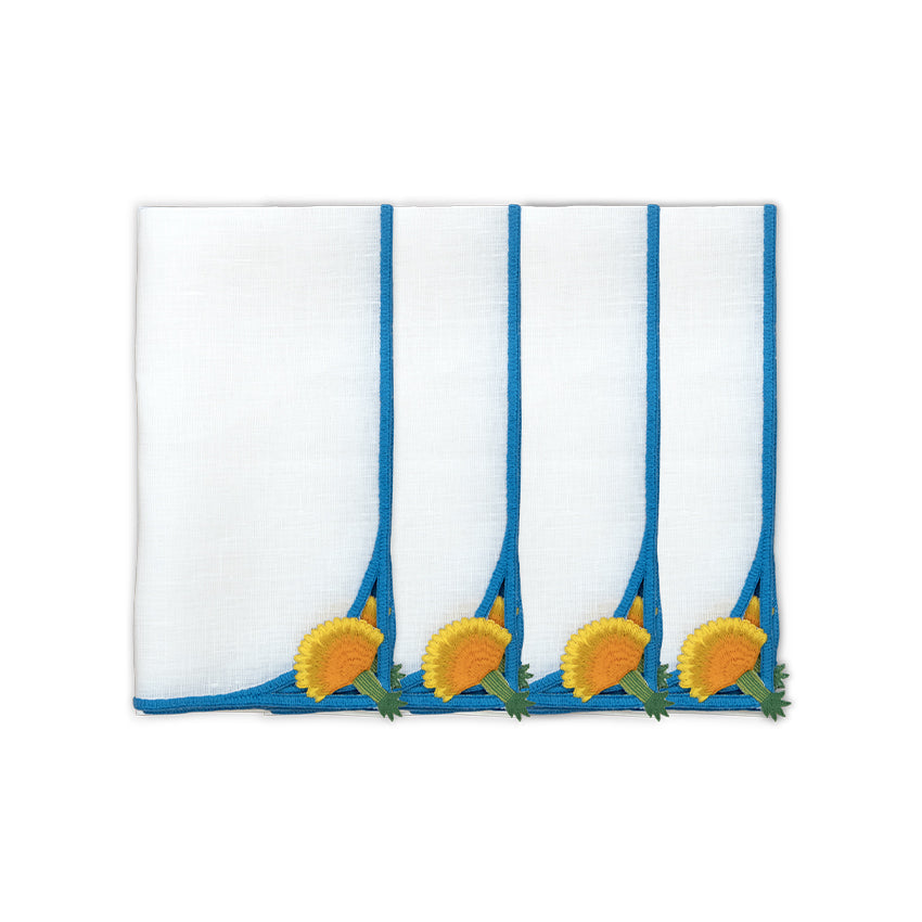 Hand Embroidered Heirloom Petals Napkins 18" x 18" (Set of 4)