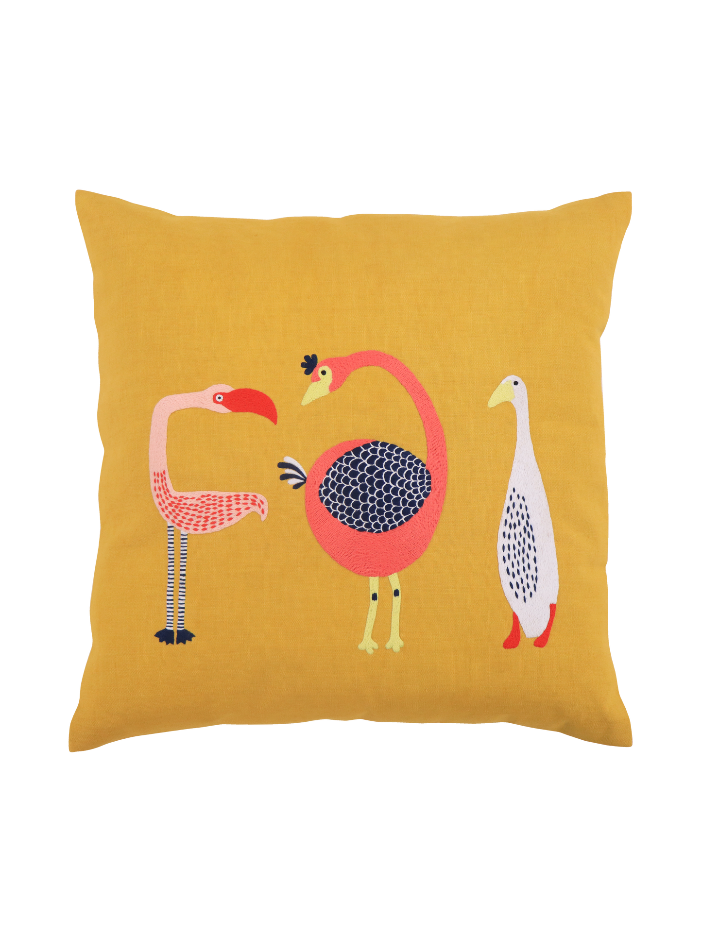 Hand Embroidered Birds Pillow Cover 20" x 20"