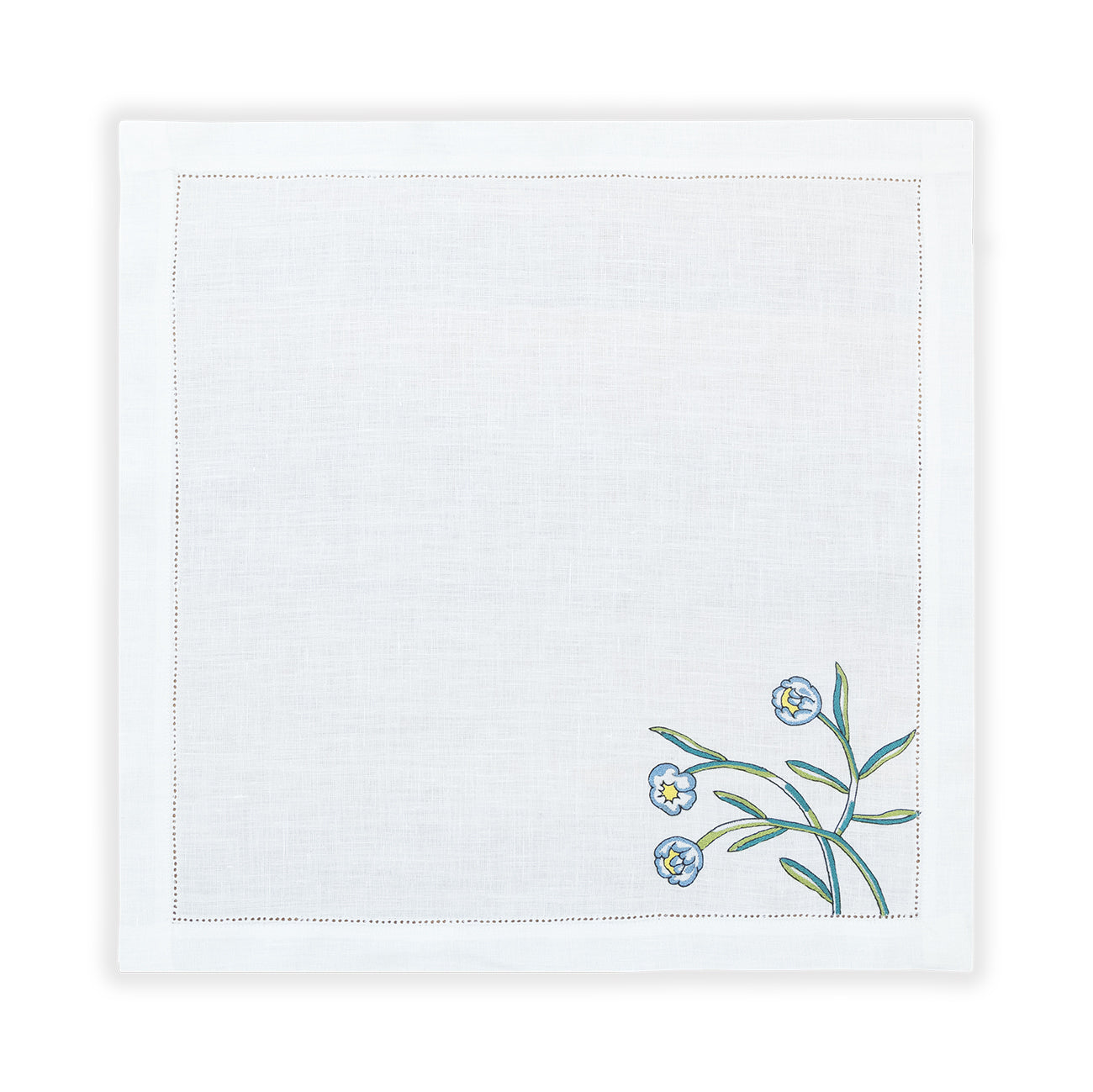 Hand Embroidered Floral Fresco Napkins 18" x 18" (Set of 4)