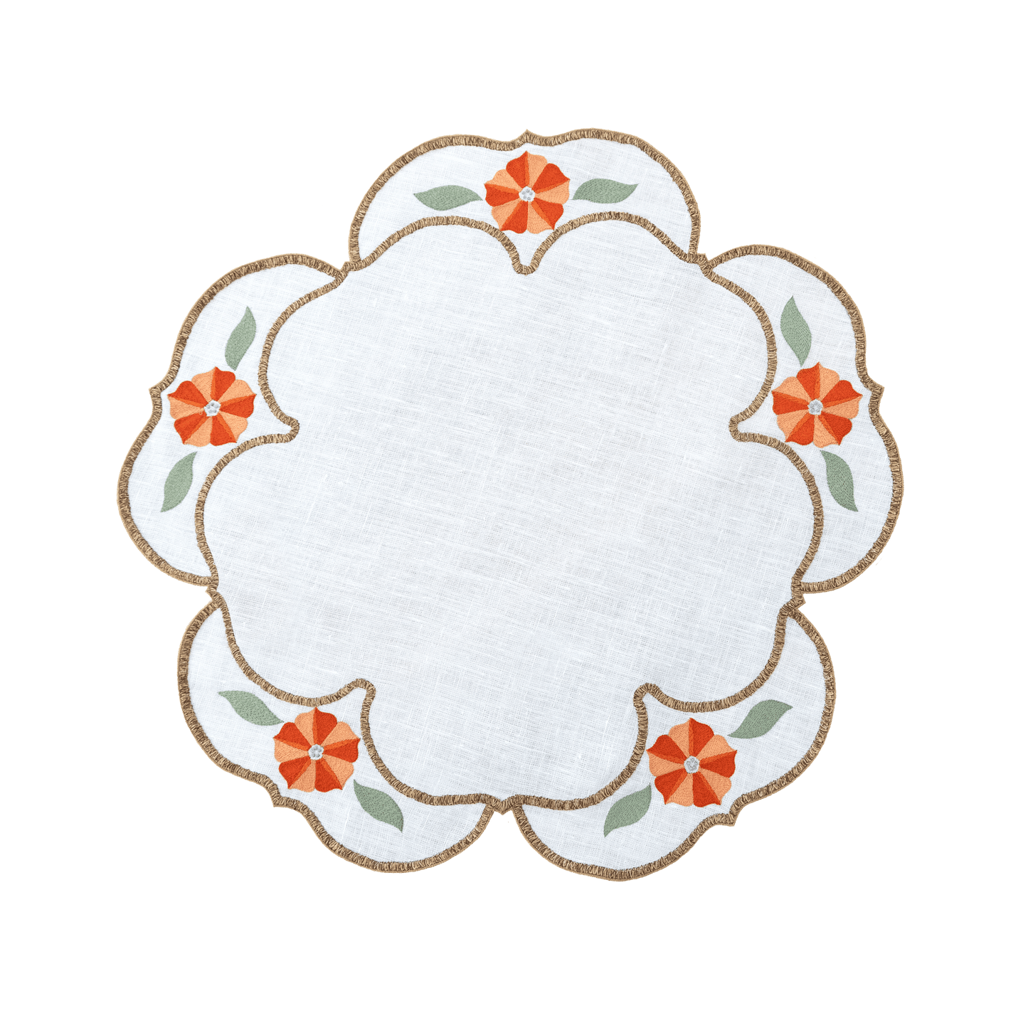 Hand Embroidered Heirloom Petals Placemats 16" round (Set of 4)