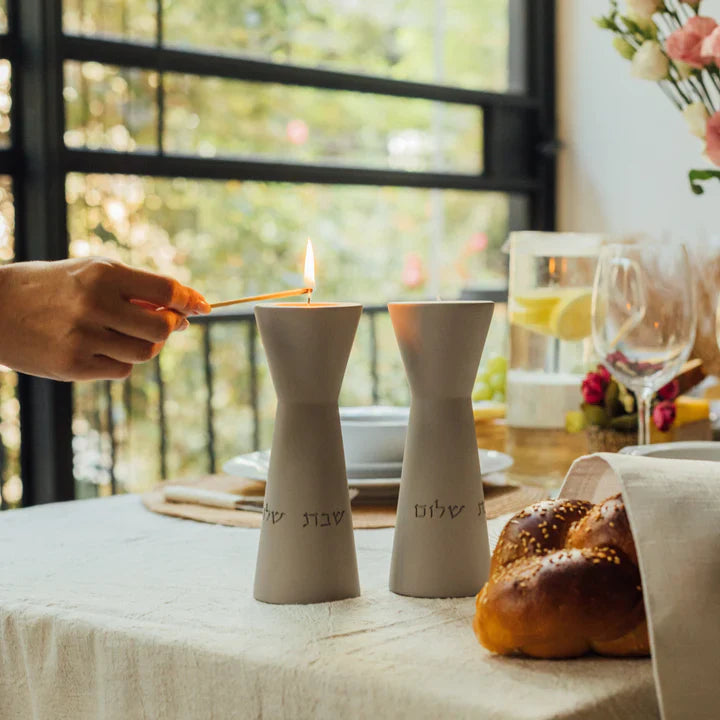 Elegant Concrete Sabbath Candle Holders – Aura Series