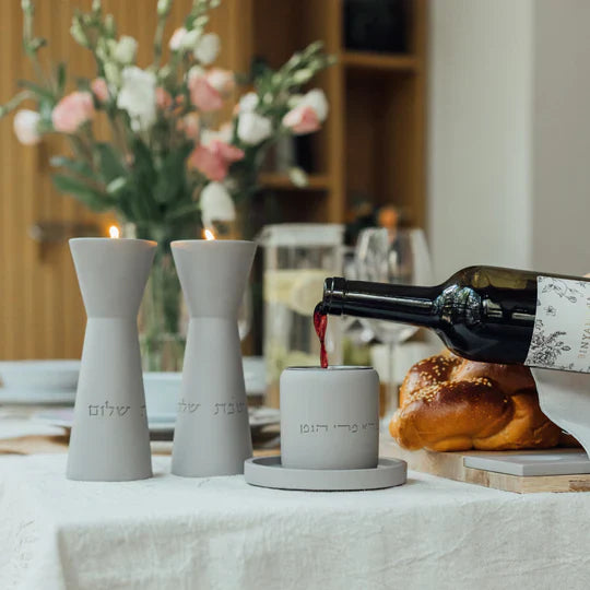 Modern Concrete Sabbath Candle Holders – Aura Series