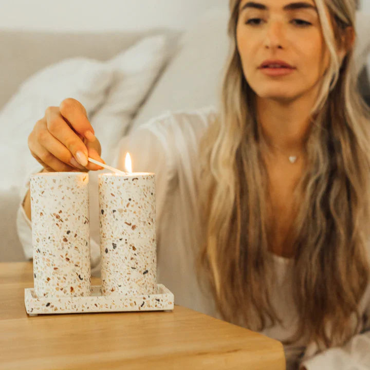 Shabbat Candle Holder Pair in Terrazzo – Terrazzo Series