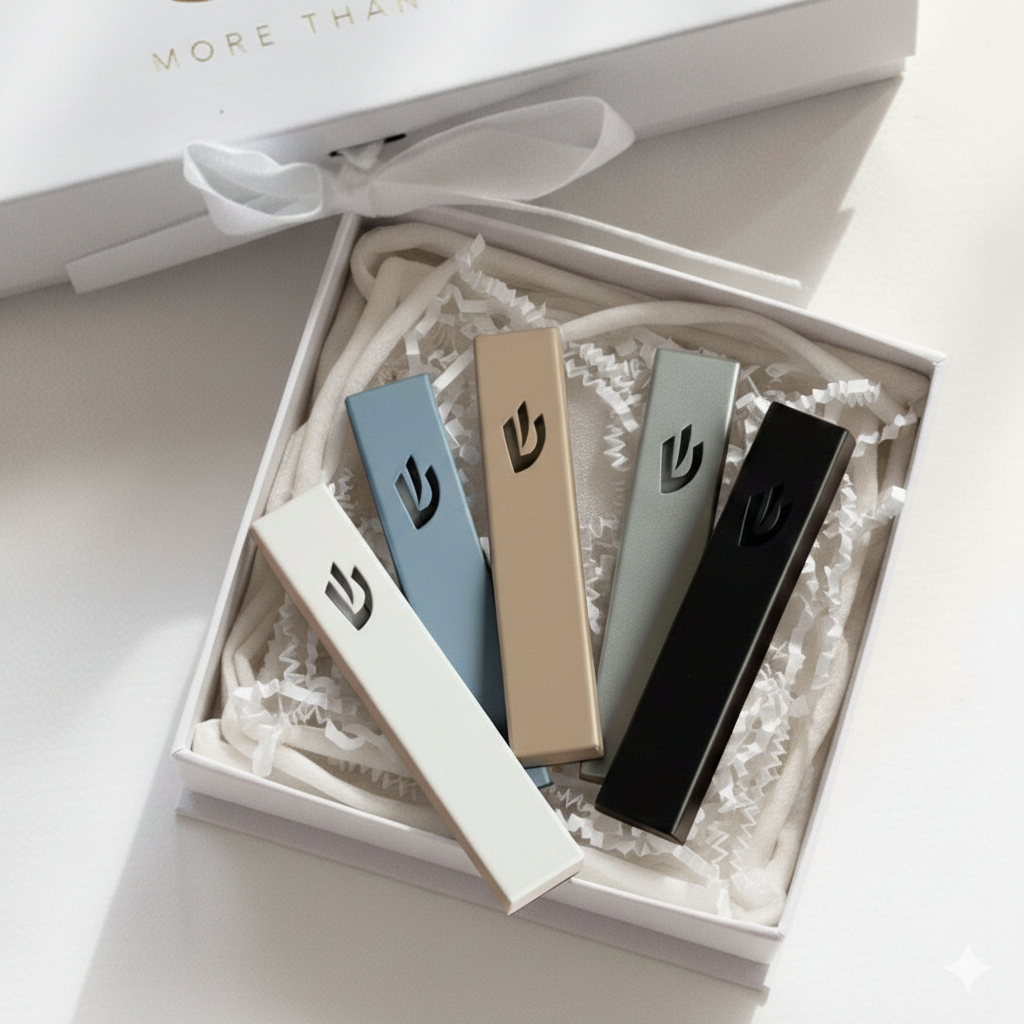 Minimalist Stainless Steel Mezuzah Case for Jewish home - Sweetheart Series