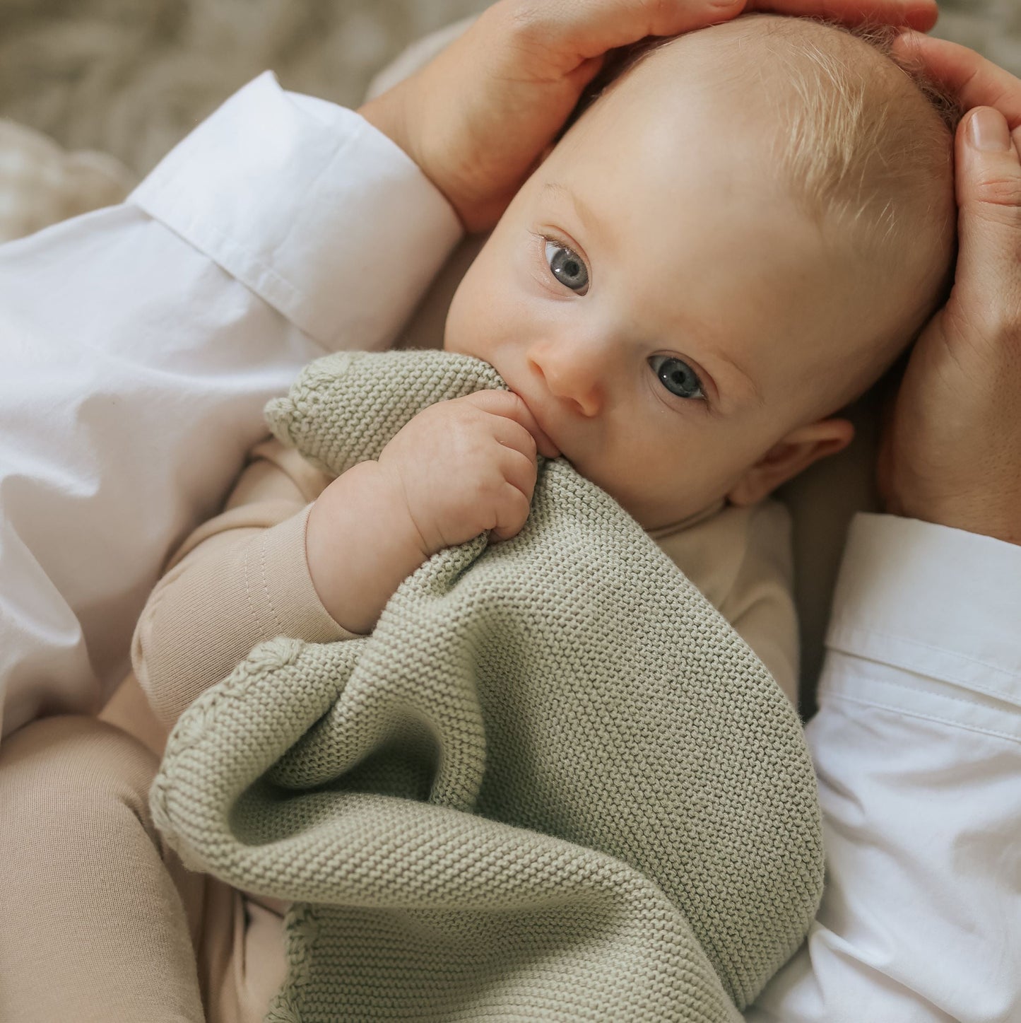 Cotton Knit Baby Blanket - Sage
