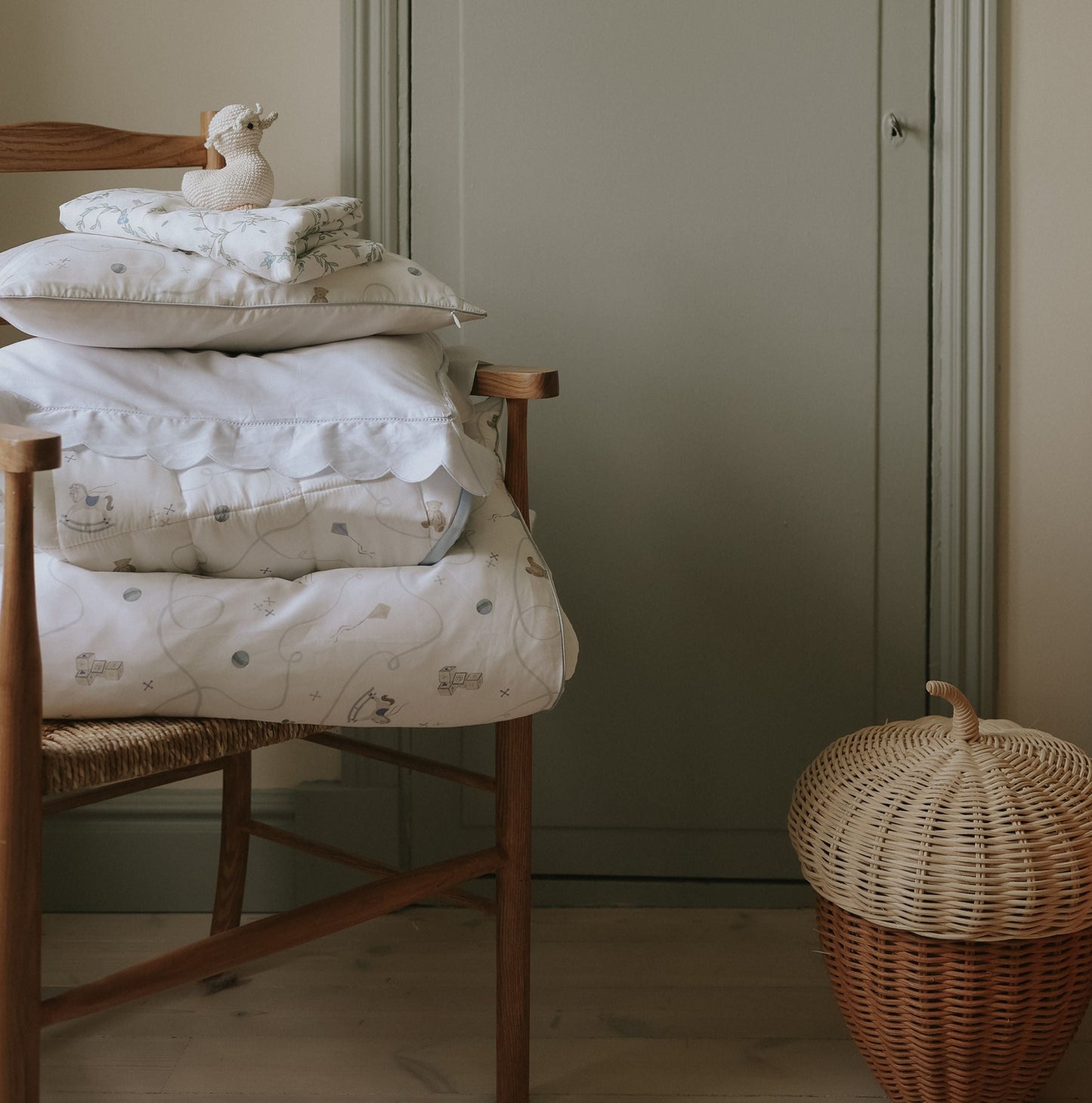 Little Toy Chest Toddler Pillow - Ivory