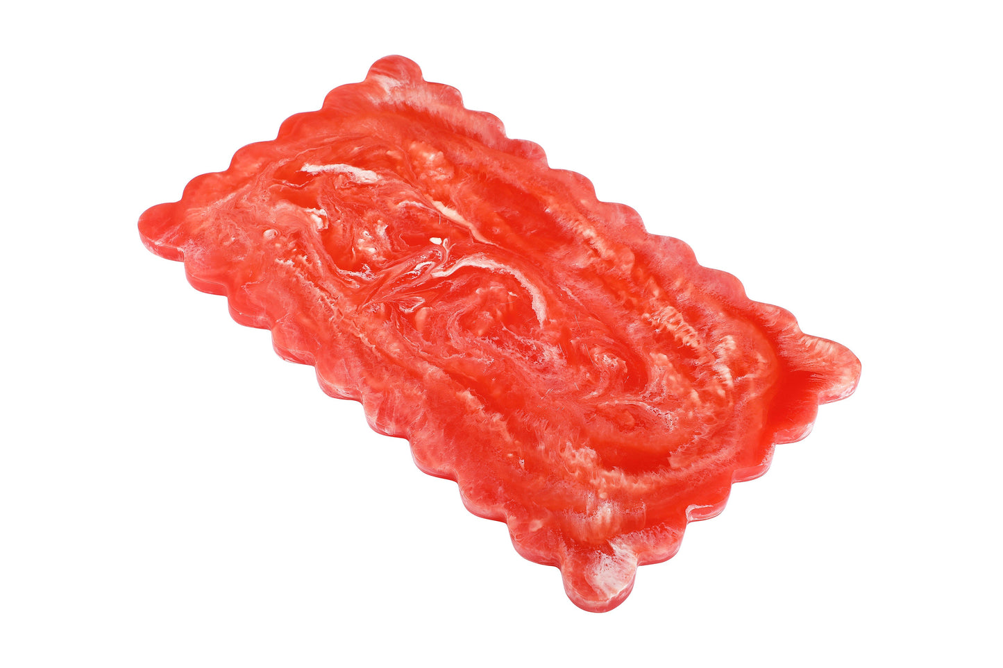 Scallop Rectangular Resin Cheese Board - Red , 14 Inches