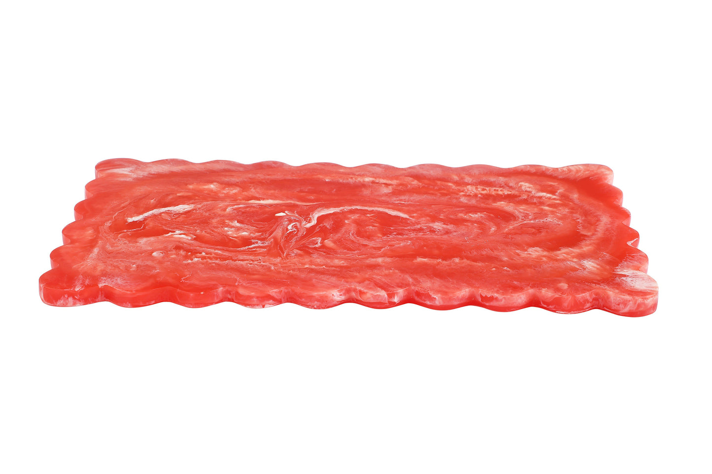 Scallop Rectangular Resin Cheese Board - Red , 14 Inches