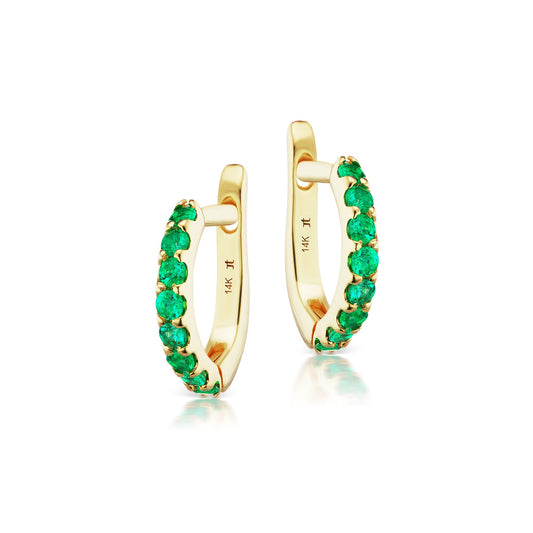 Slim Pavé Emerald Huggies