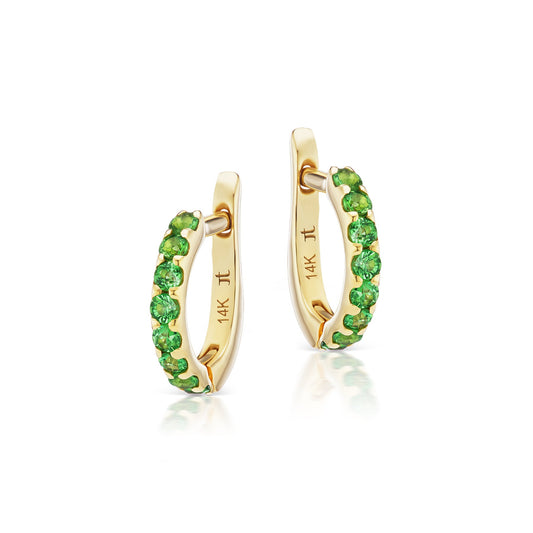 Slim Pavé Tsavorite Garnet Huggies