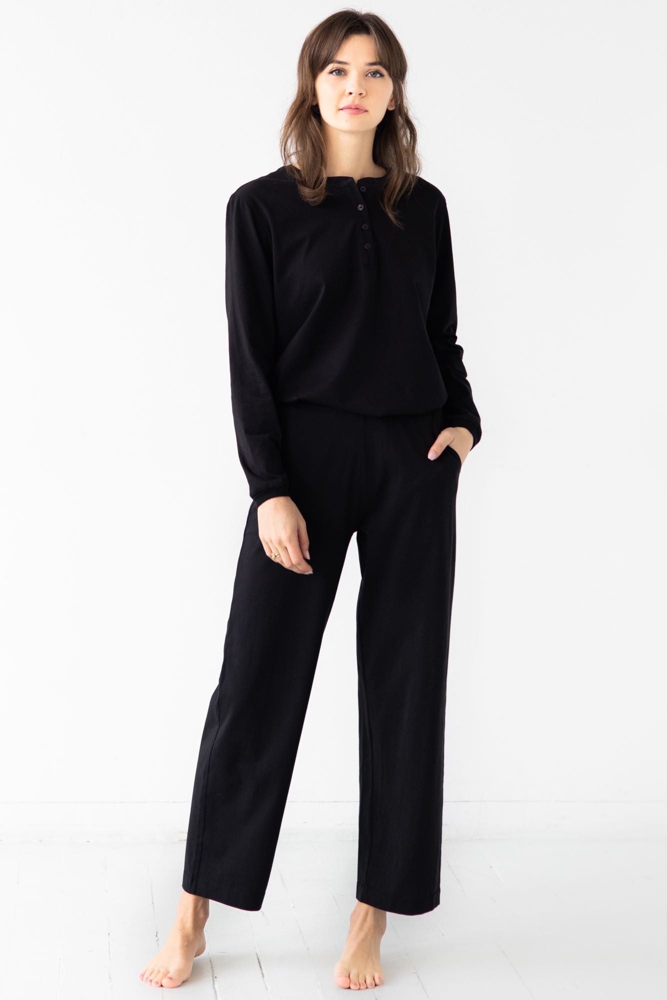 Straight Leg Pants in Pima Cotton