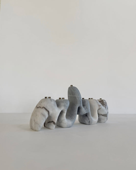 Elephant White Marble Menorah Sculpture