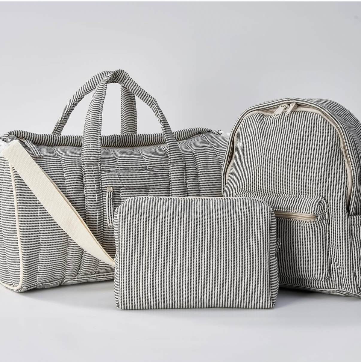Embroidered Duffle, Pouch & Backpack Set- Evergreen