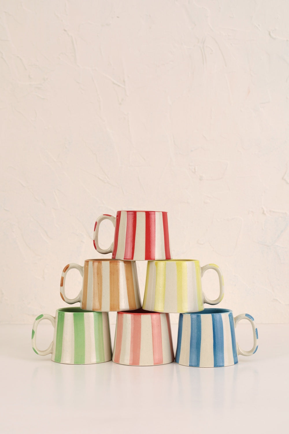 Ceramic Pink Stripe  Coffee cup- 220ml (SET OF 4)