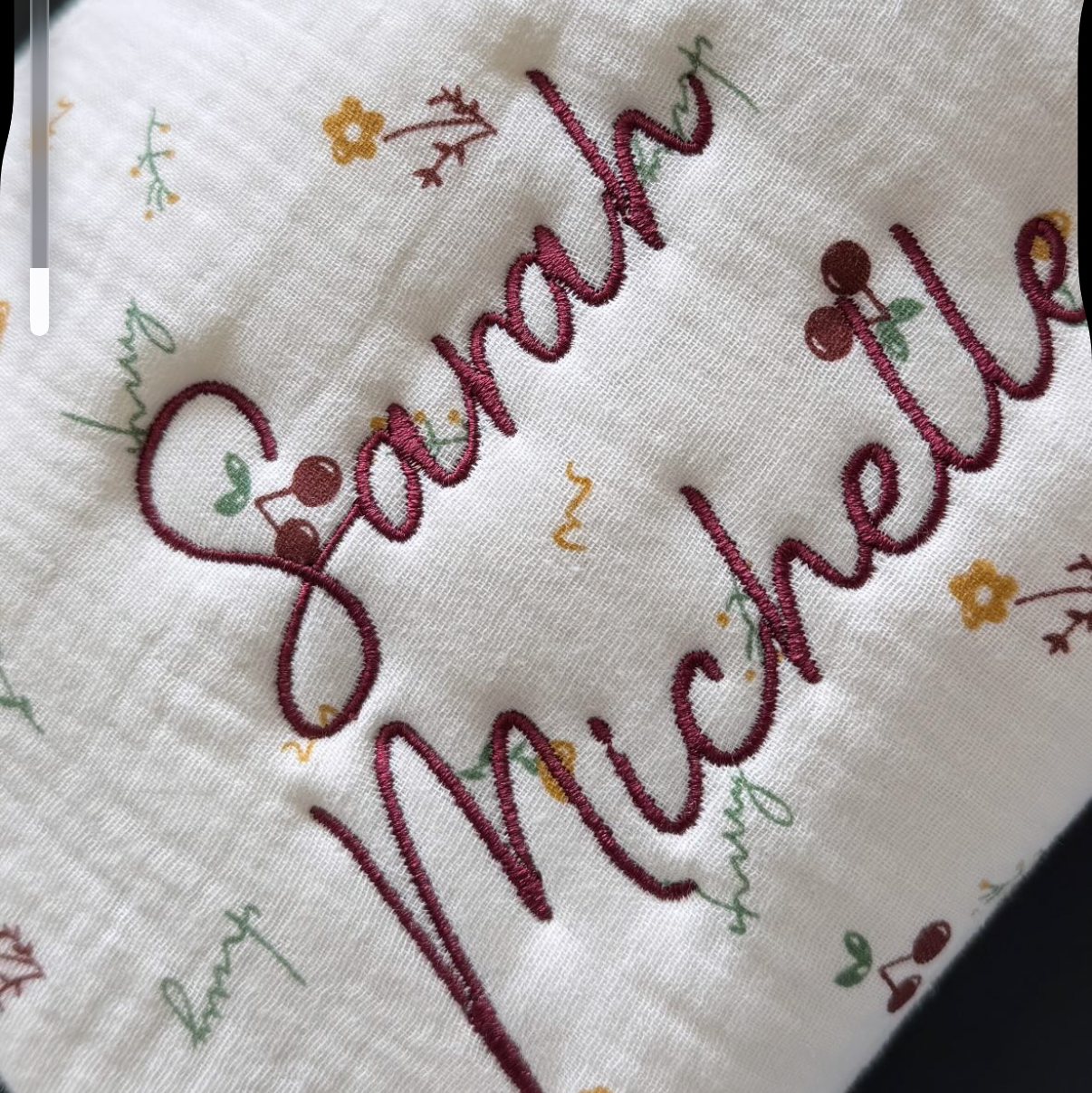 Embroidered Pouch- Cherry
