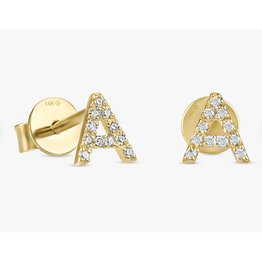 Pavé Diamond Initial Earring