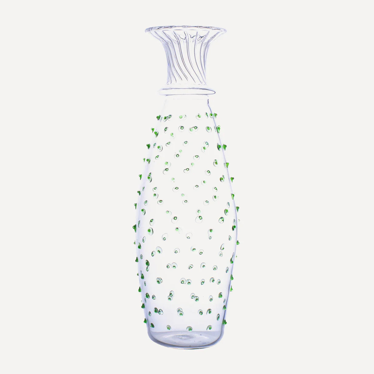Green Pom Glass Carafe