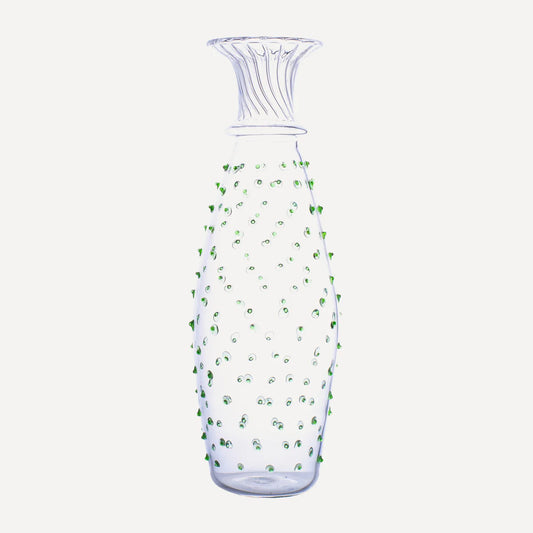 Green Pom Glass Carafe