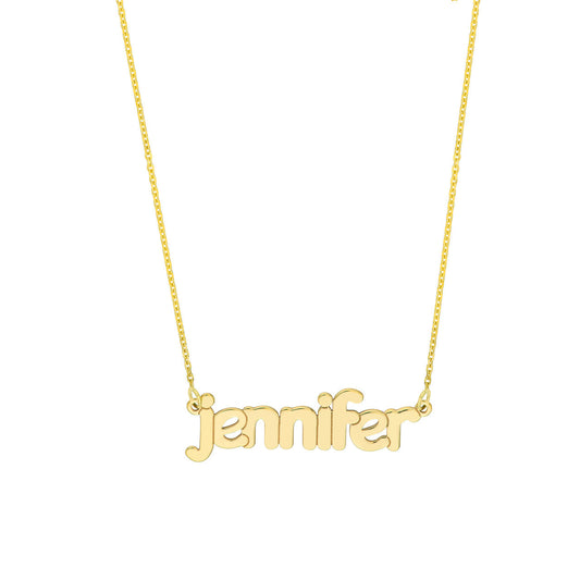 Medium Flat Bubble Nameplate Necklace