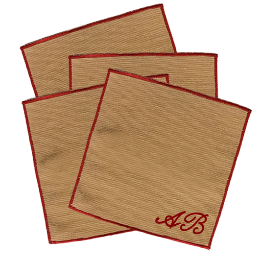 Custom Cocktail Napkins - Tobacco/Red
