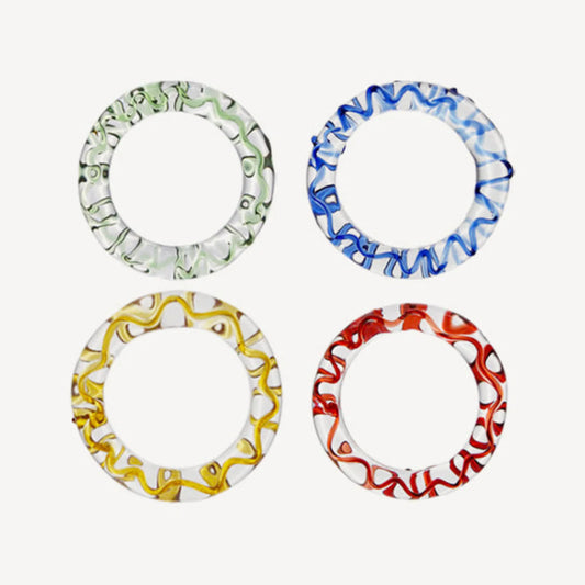 Multicoloured Squiggle Glass Napkin Rings - Set of Four