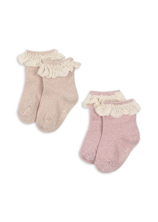2 Pack Glitter Frill Socks