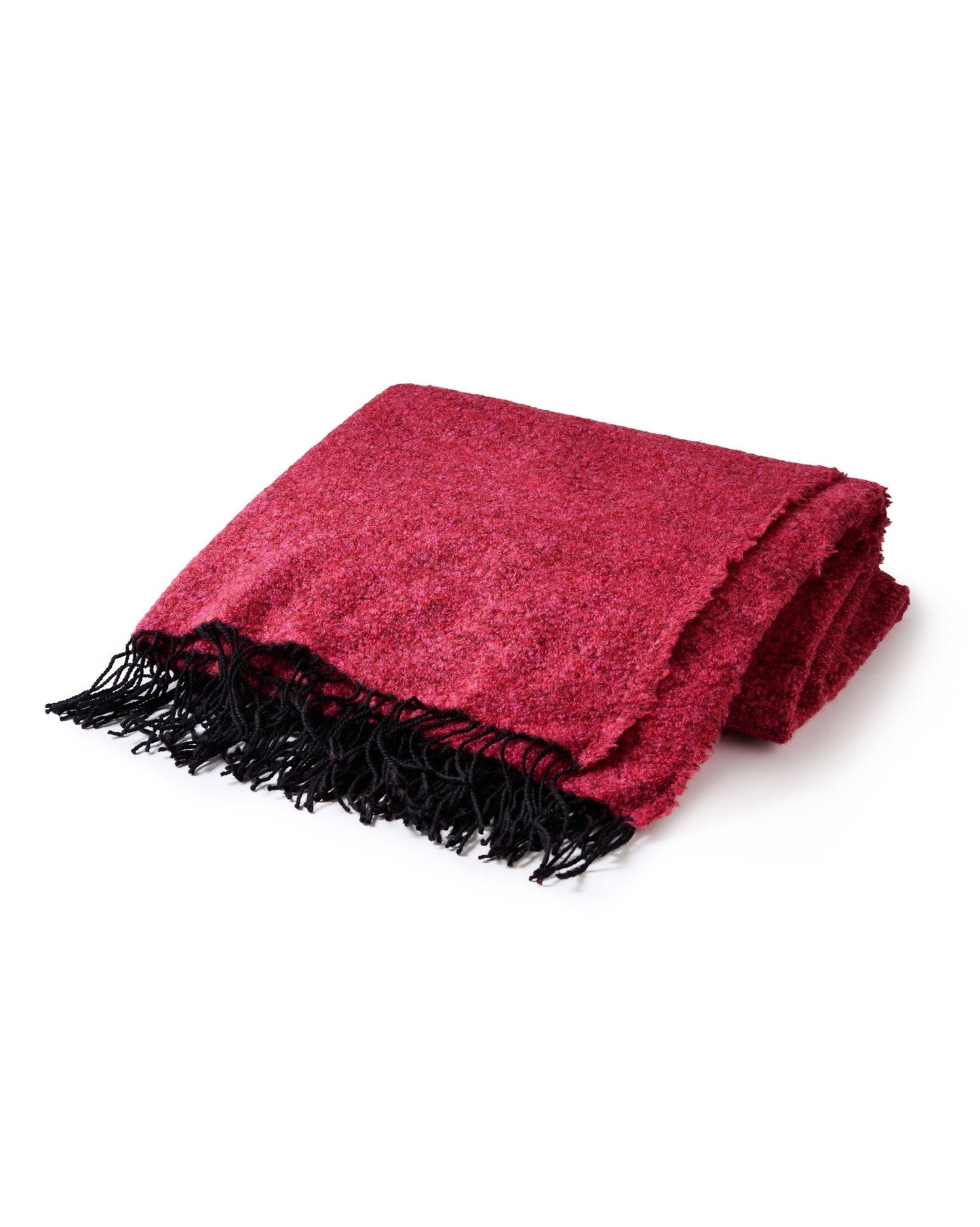 Fringe Bouclé Throw in Raspberry