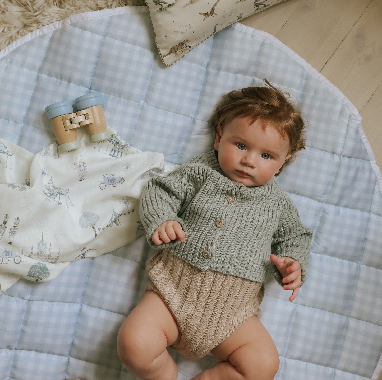 Picnic Gingham Play Mat - Blue